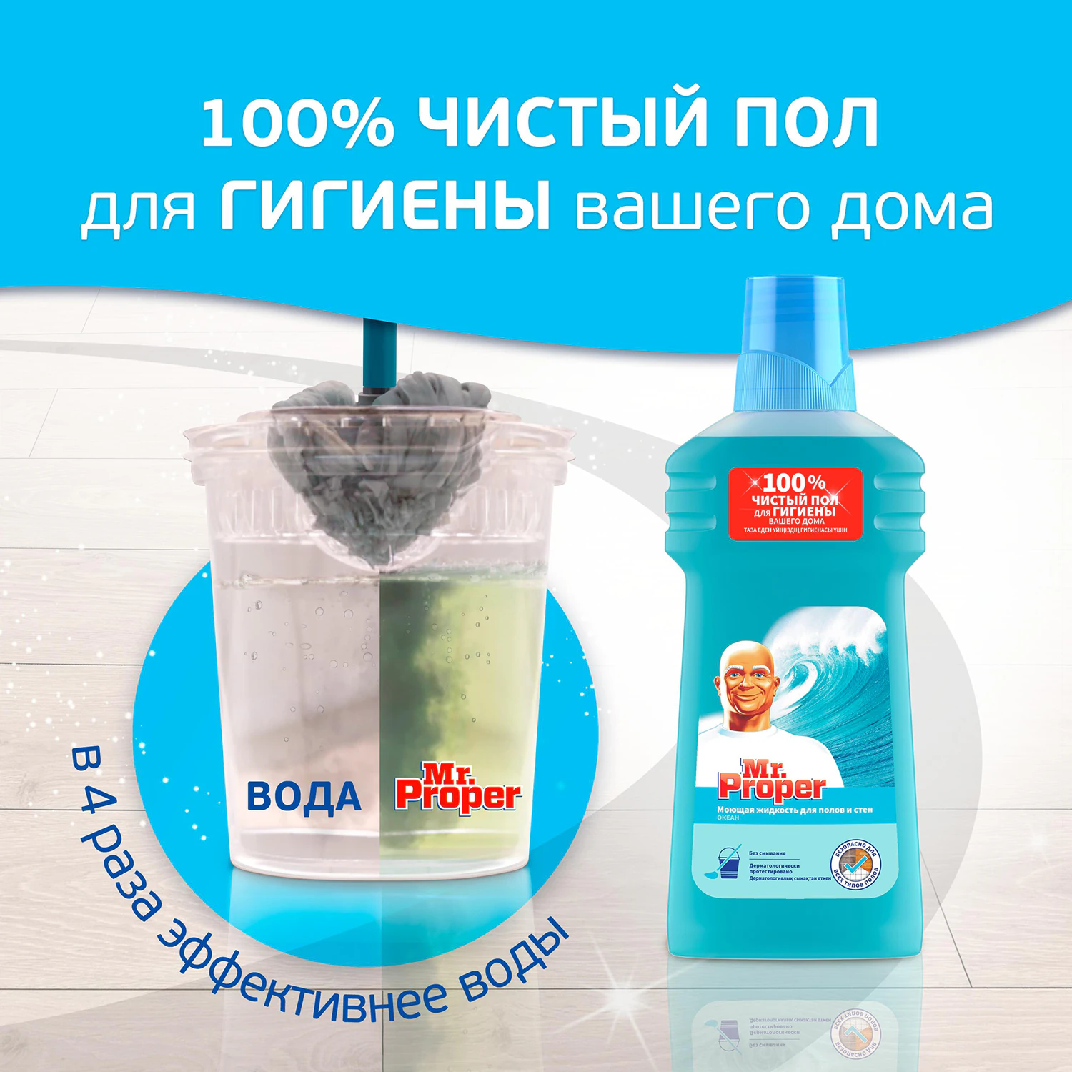 Моющая жидкость для пола и стен Mr. Proper Океан 1 л